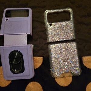 Glitter Sparkle Phone Case with Stand - Purple and Silver